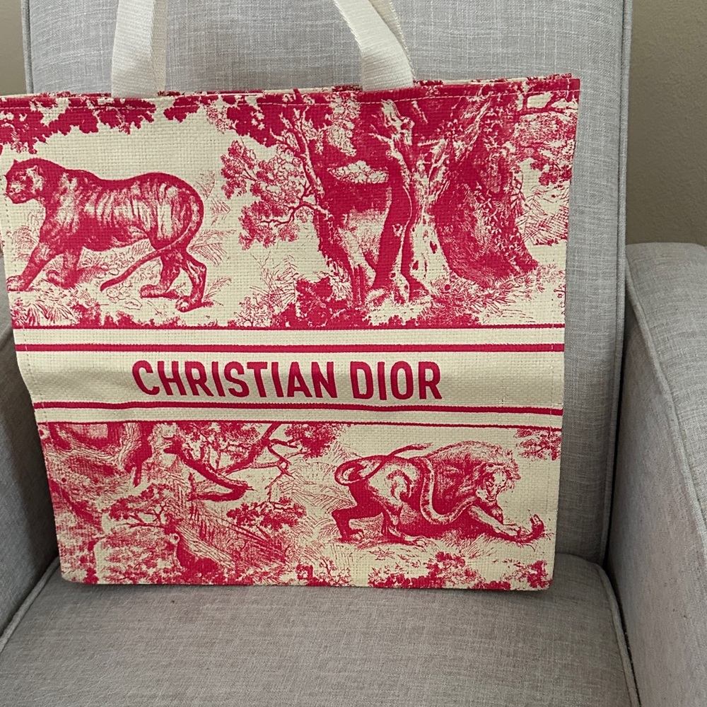 Dior Red and Cream Tote Bag